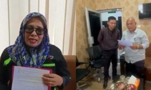 Oknum Wartawan Inisial (ID) dan Oknum LSM Inisial (IS) saat menyatakan Permohonan Maaf. Foto : Nto