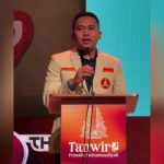 Fajar Febriansyah Ketua Pw Pemuda Muhammadiyah Provinsi Sumatera Selatan saat ajukan diri Ke Ketum Pemuda Muhammadiyah Dzulfikar untuk Menjadi Tuan Rumah Muktamar di Kota Palembang. Bali (21/5/2026). Foto : Red/ist