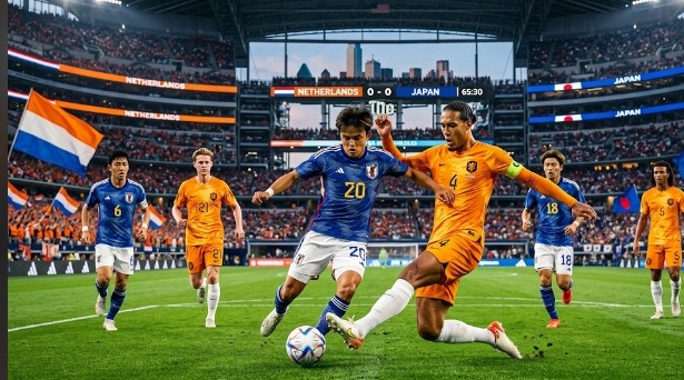 Ilustrasi Timnas Jepang vs Belanda. Foto : AI