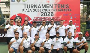Tim ATR/BPN dalam Turnamen Tenis Piala Gubernur DKI Jakarta 2026. Foto : ATR/BPN