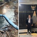Kuasa hukum Amril, S.T., S.H., M.H saat di Mahkamah Konstitusi dan Dokumentasi Pencemaran Lingkungan Sungai. Foto : Ist