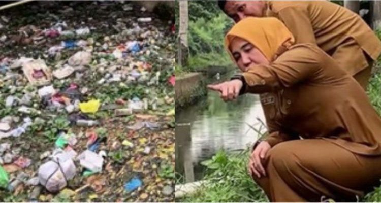 Camat Ilir Timur II, Arya Andriana saat Meninjau Sungai Buah. Foto : Ist