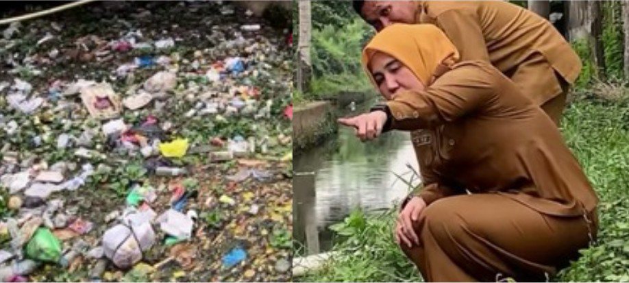 Camat Ilir Timur II, Arya Andriana saat Meninjau Sungai Buah. Foto : Ist
